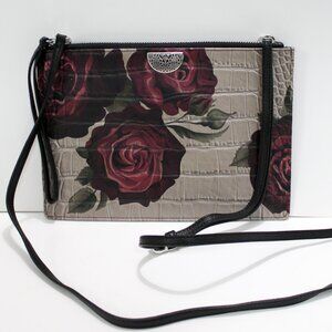 Brighton Chianti Painted Rose Leather Crossbody - Artisan Organizer Bag